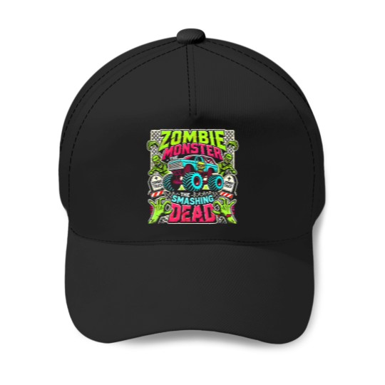 Discover zombie monster truck the smashing dead Baseball Caps