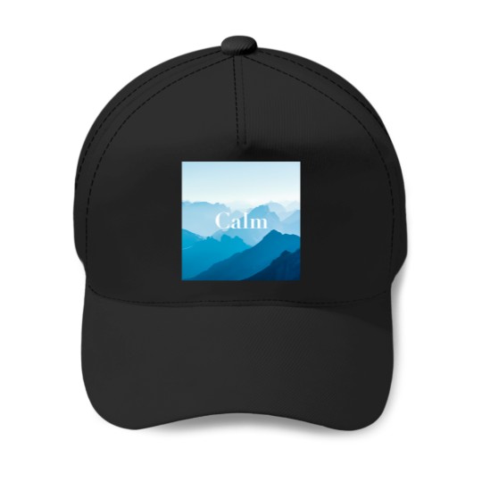 Discover Zen Calm Blue Mountains Design Poster Baseball Caps