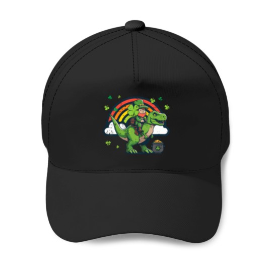Discover Kids-St-Patricks-Day-Leprechaun-On-Dino-Saint-Pattys-Toddler-Boys-T-Shirt Baseball Caps