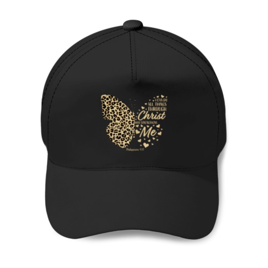 Discover Christian-Bible-Verse-Butterfly-Cheetah-Mom-Women-Teen-Girls-T-Shirt Baseball Caps