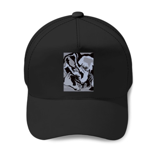 Discover Modern abstract pattern in swirl optics in black, blue and grey Baseball Caps