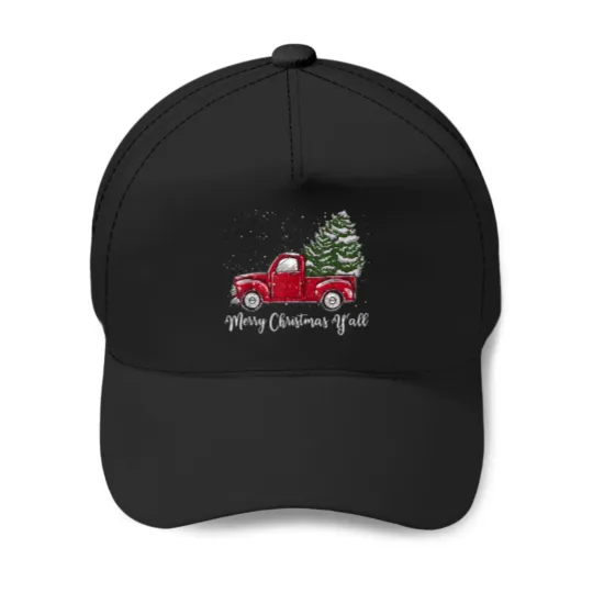 Discover Red-Truck-Christmas-Shirt---Merry-Christmas-Yall-T-Shirt Baseball Caps