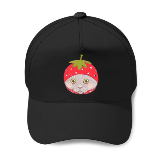 Discover Strawberry Cat Baseball Caps