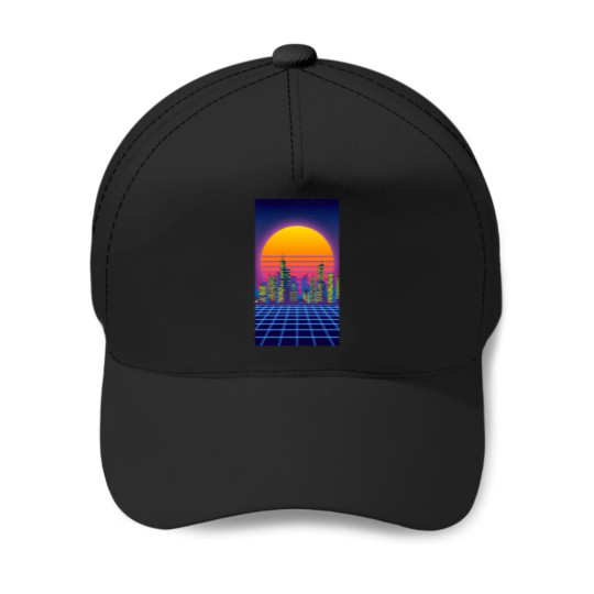 Discover 1746 Outrun Chicago City Lights Active T-Shirt Baseball Caps