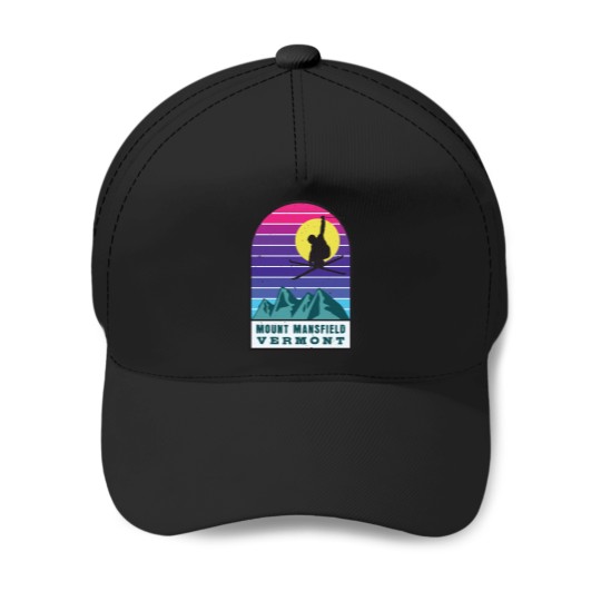 Discover skis Mount Mansfield Vermont Retro Sunset actives Baseball Caps
