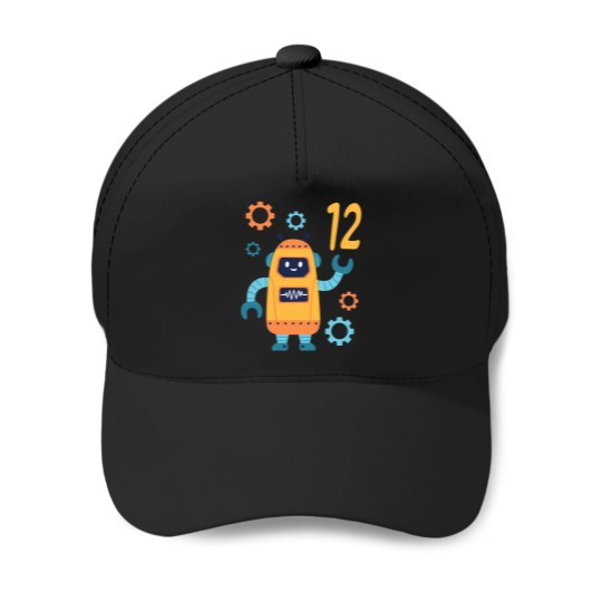 Discover 12Th Birthday Cute Robot 12 Year Old Funny B-Day Matching Baseball Caps
