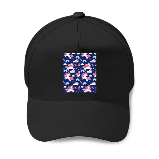 Discover Colorful Seamless With Unicorns Baseball Caps