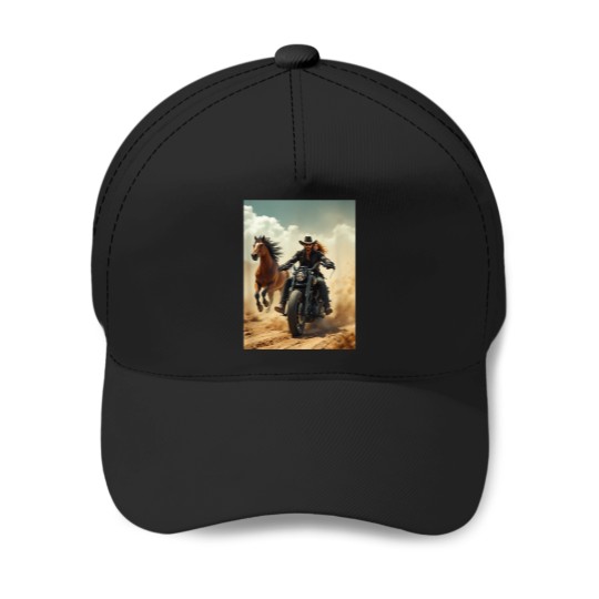 Discover Motorcycle Cowboy Spirit Riding Adventure Baseball Caps