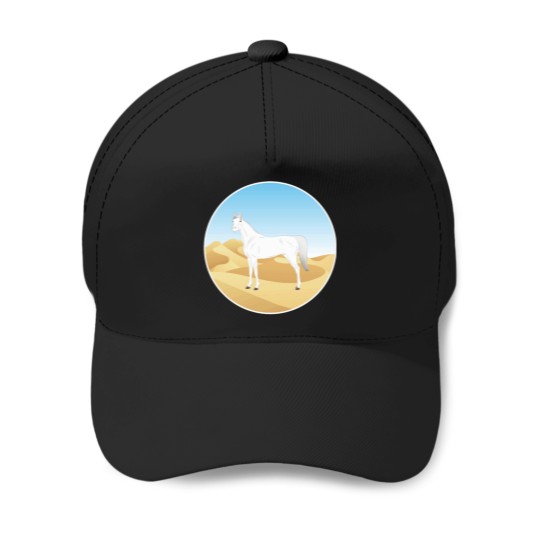Discover Abbayan horse - white horse with landscape - oriental horse - Yemen horse breeds Baseball Caps