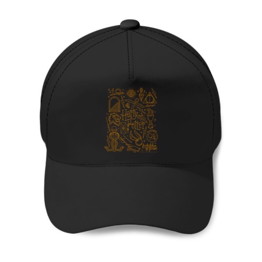 Discover Harry-Potter-Deathly-Hallows-2-Icon-Collage-Poster-Long-Sleeve-T-Shirt Baseball Caps