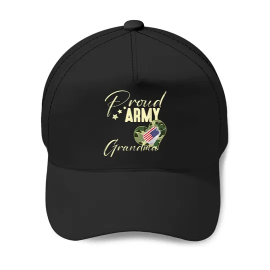 Discover Proud-Army-Grandma-Camouflage-Dog-Tag-Usa-American-Flag-T-Shirt Baseball Caps