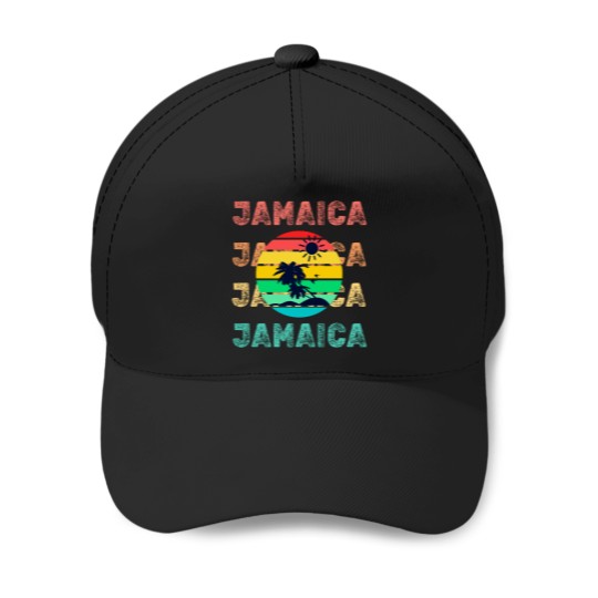 Discover Jamaica Paradise Life, Sunset and Palm Trees Baseball Caps