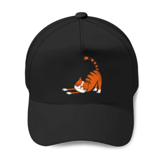 Discover Cute cat with black stripes and orange color Baseball Caps