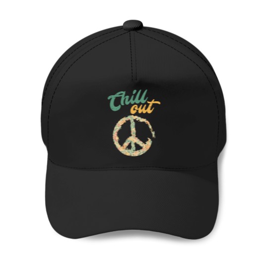 Discover Retro Vintage Chill Out Peace Sign Hippie Lover Baseball Caps