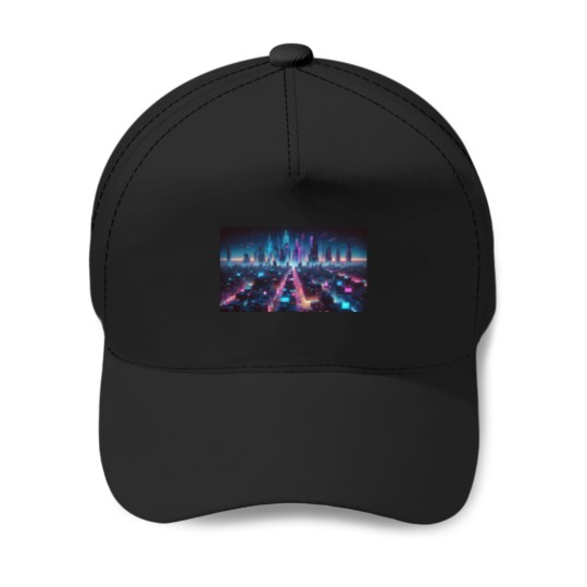 Discover 4778 Cyberpunk Neon Metropolis Active T-Shirt Baseball Caps