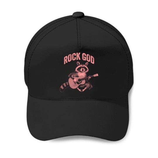 Discover Rock God Raccoon T-Shirt Baseball Caps