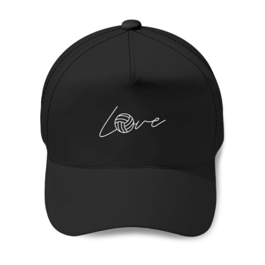 Discover Love-Volleyball-Minimal-Typography-Design-Active-T-Shirt Baseball Caps