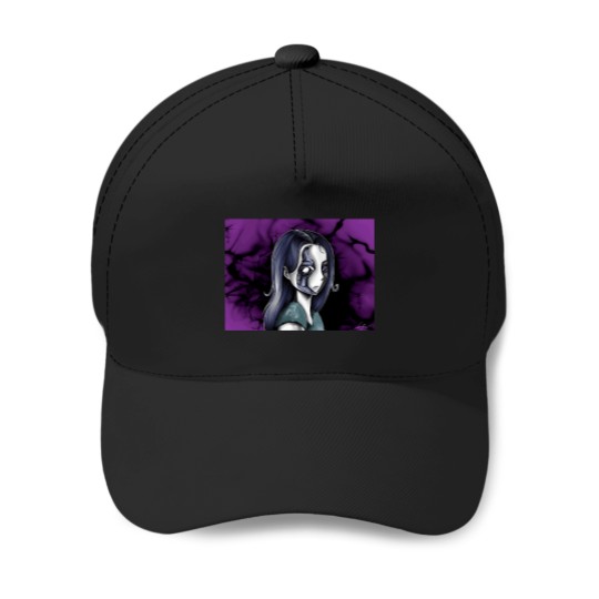 Discover 7509-Dark-And-Mystical-Illustration-Of-An-Anime-Style-Woman-Long-T-Sh Baseball Caps