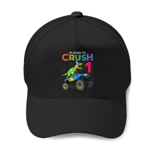 Discover Dinosaur-T-Rex-Monster-Truck-1St-Birthday-1-Yr-Old-Bday-Gift-T-Shirt Baseball Caps