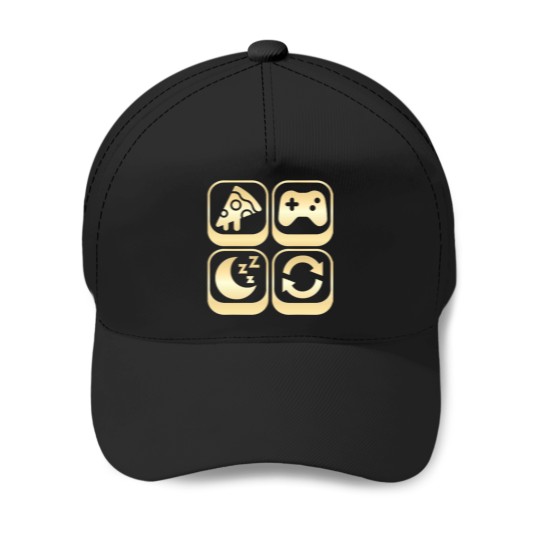 Discover Eat Sleep Game Repeat - Funny Gaming Design Baseball Caps