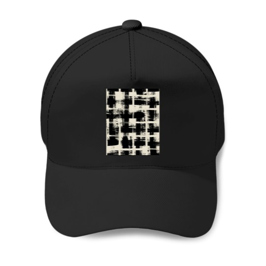 Discover Black-And-White-Plaid-Pool-Tiles-Pattern-Tartan Baseball Caps
