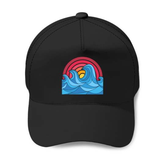 Discover 7300 Abstract Big Waves In The Sunset Active T-Shirt Baseball Caps