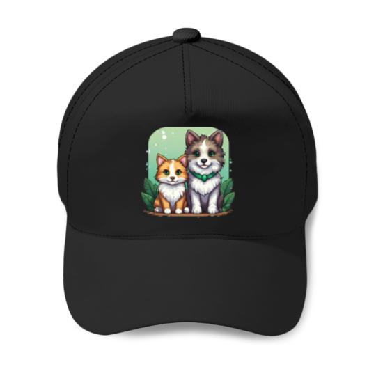 Discover 367 Pixel Art Illustration Of A Cat And A Dog In A Natural Setting Baseball Caps