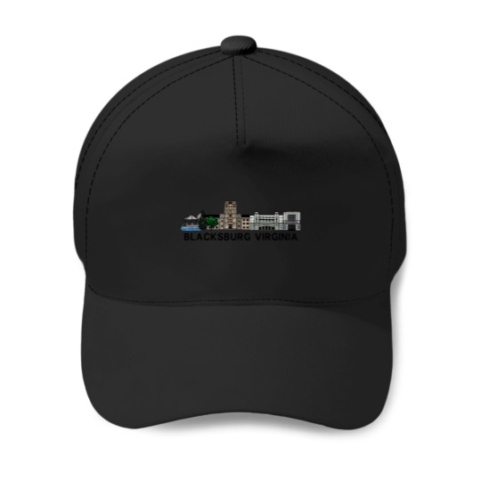Discover Blacksburg Virginia Skyline Illustration Baseball Caps