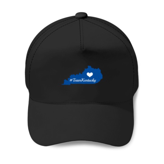 Discover teamkentucky kentucky state silhouette with heart blue Baseball Caps