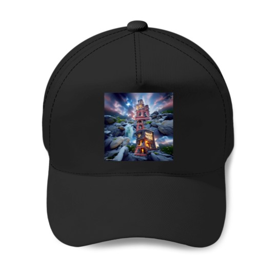 Discover TOWER BETWEEN WORLDS ORIGINAL DIGITAL AI GENERATED Baseball Caps