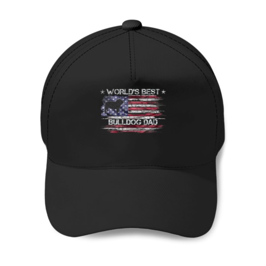 Discover Vintage USA Flag World's Best English Bulldog Baseball Caps