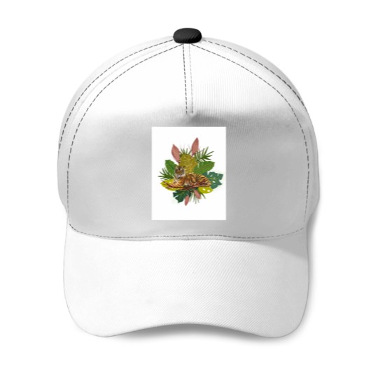 Discover Tigers and Jungless Leaves Digital Artwork Baseball Caps