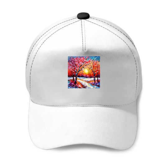 Discover Cherry trees in snow 4 Baseball Caps