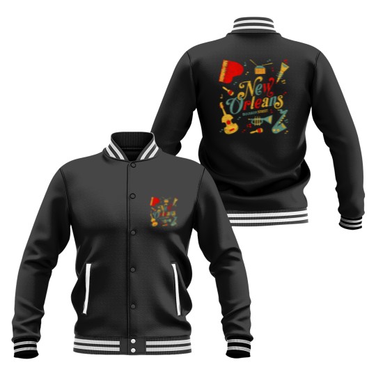 Discover New Orleans Louisiana Music Lovers Baseball Jackets Bourbon Street Baseball Jackets