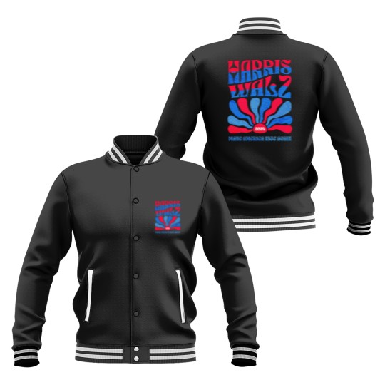 Discover Harris Walz 2024 Vintage Boho Groovy Retro red Blue Kamala Harris 2024 - Harris Walz 2024 - Baseball Jackets