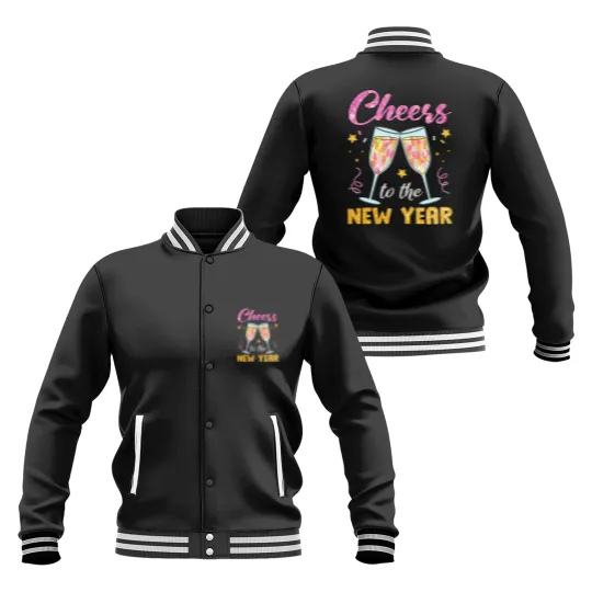 Discover New Year 2025 Baseball Jackets, Cheers to the New Year, Retro New Years Baseball Jackets