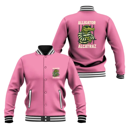 Discover Alligator Alcatraz Baseball Jackets Comfort Colors, Funny Gator Baseball Jackets, Retro Unisex Graphic Baseball Jackets
