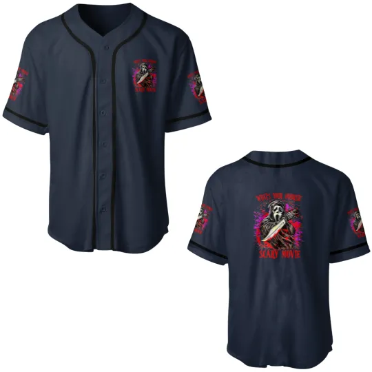 Discover Scream Ghostface What's Your Favorite Scary Movie Baseball Jerseys, Scream Ghost Face Baseball Jerseys