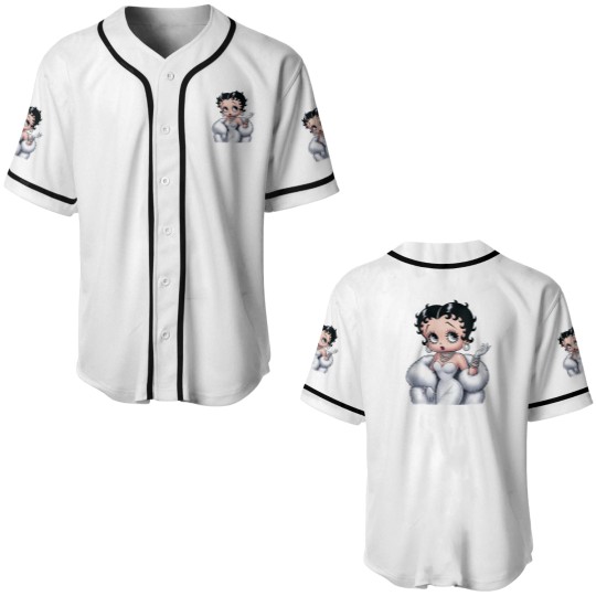Discover Elegant Betty Boop in White Dress Fitted Scoop Baseball Jerseys