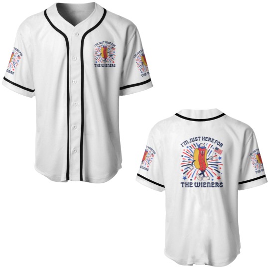 Discover I'm Just Here For The Wieners 4th of July Funny Hotdog Flag Baseball Jerseys