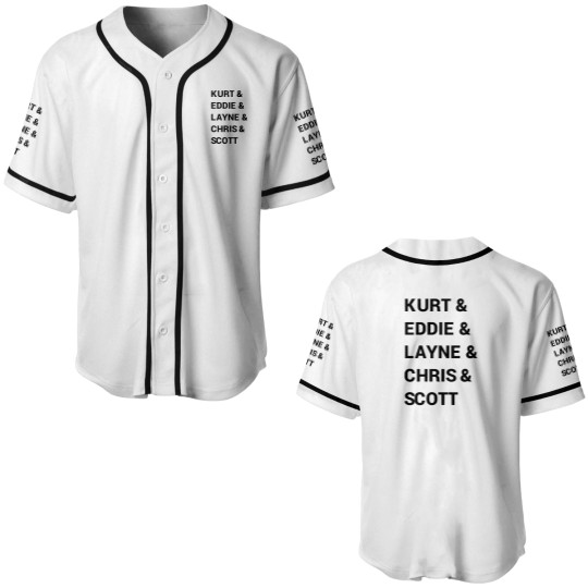 Discover Grunge Legends Baseball Jersey - Kurt, Eddie, Layne, Chris, Scott