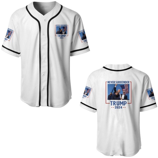 Discover Never Surrender Trump 2024 Baseball Jersey - Shooting & Assassination Design