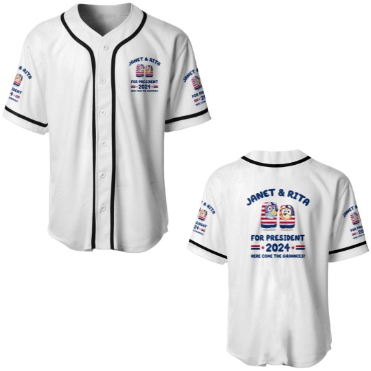 Discover Janet and Rita For President 2024 Election Baseball Jerseys, BlueyDad Lovers Baseball Jerseys