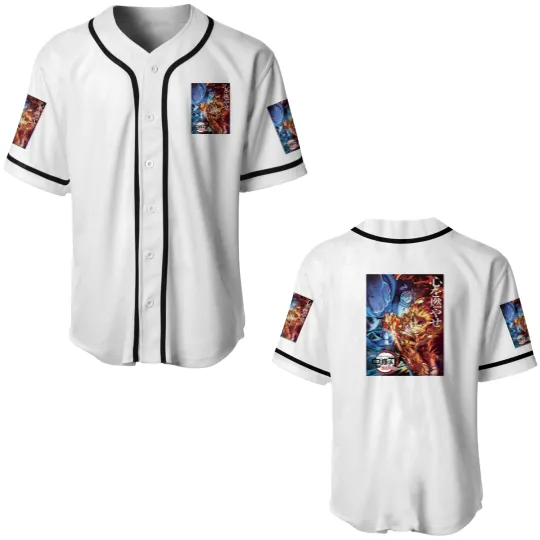 Discover Kyojuro Kyo Rengokoo vs Akaza Baseball Jerseys