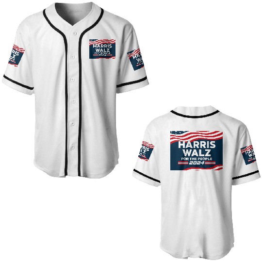 Discover Kamala Harris Tim Walz President VP 2024 US Election Flag, Vote Blue Flag Baseball Jerseys
