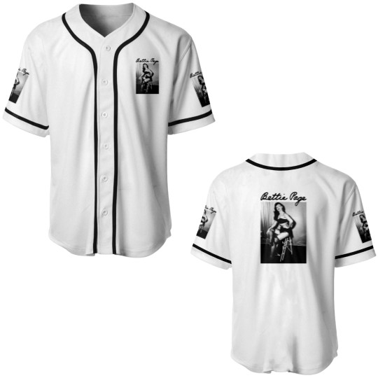 Discover Bettie Page BLACK Baseball Jerseys short sleeve