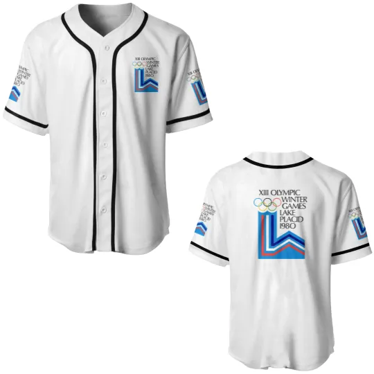 Discover Lake Placid 1980 Winter Olympics Men's Grey Baseball Jerseys Size S-5XL