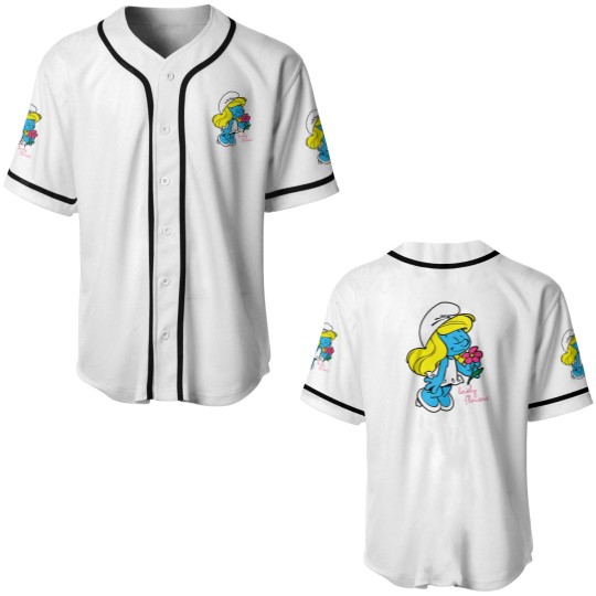 Discover Us The Smuurfs Smurfette Lovely Flowers Unisex Vintage Baseball Jerseys