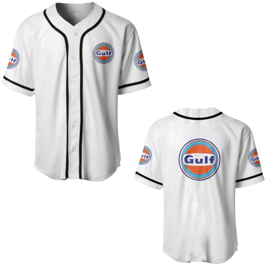 Discover Retro Vintage Gas Station Gulf Motor Oil Car Bikes Garage Baseball Jerseys