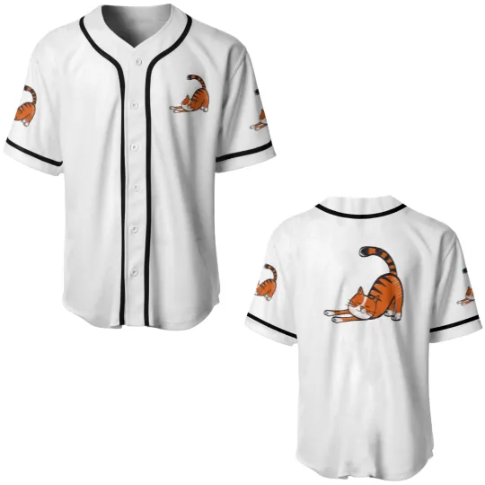 Discover Cute cat with black stripes and orange color Baseball Jerseys